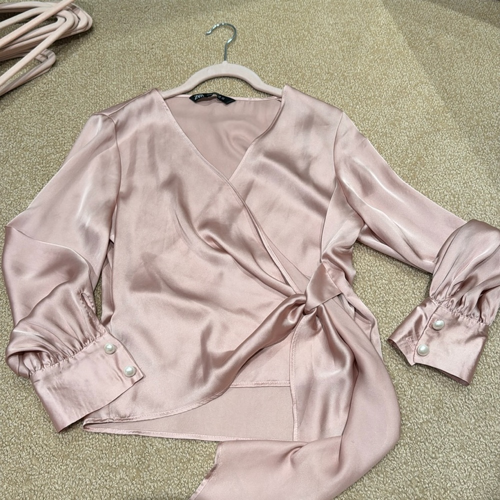 Zara pink silk top